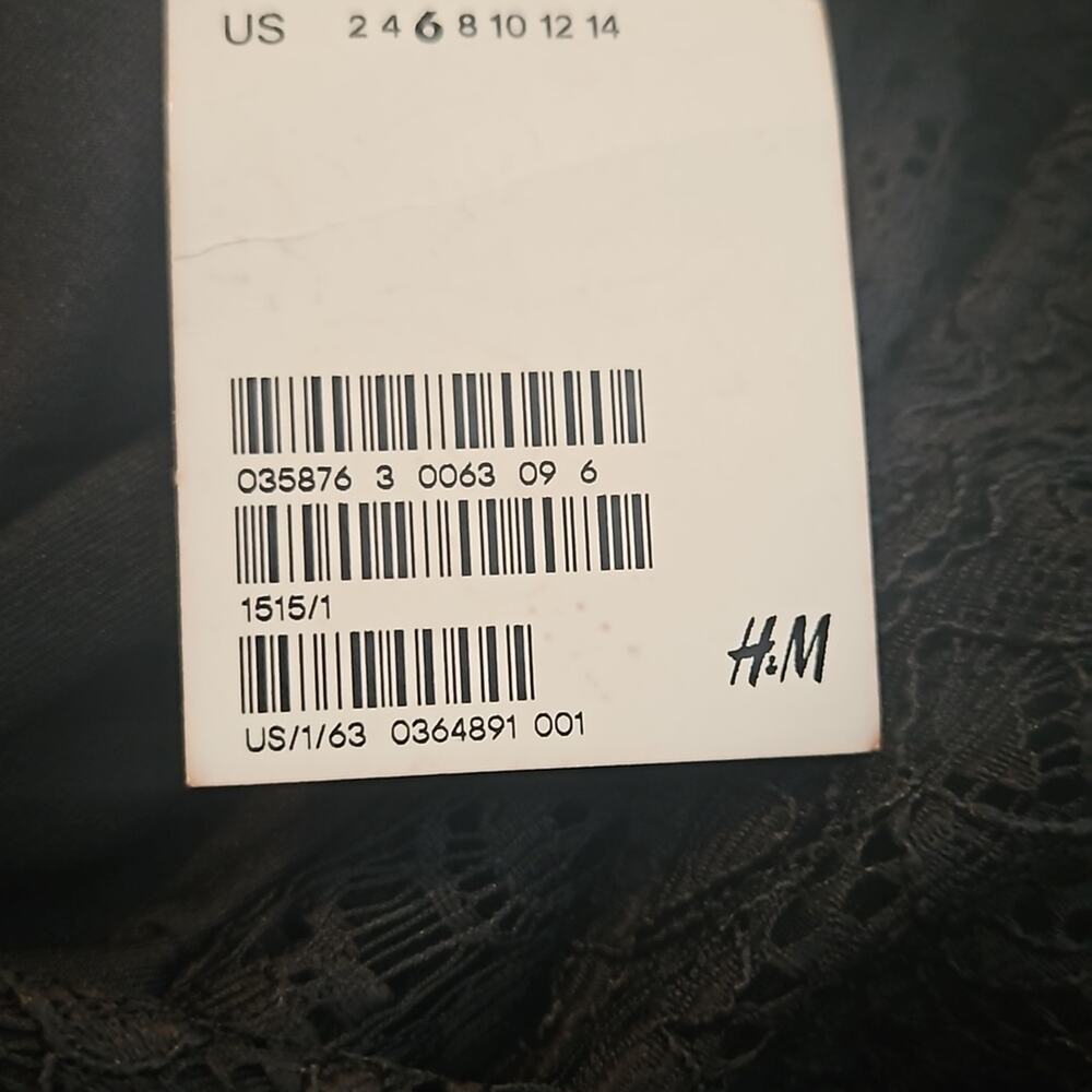 NWT H&M Black Lace Ruffled Flutter Sleeveless Top Sz 6 - Picture 8 of 10